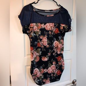Navy floral blouse